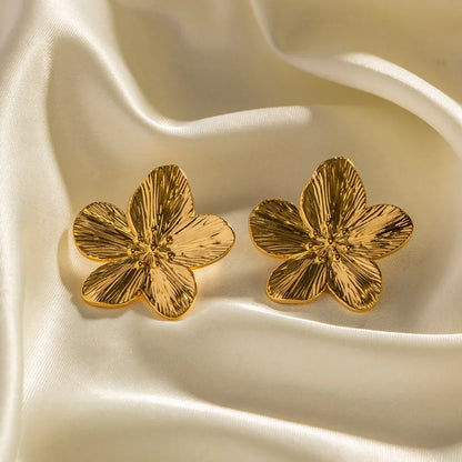 Golden Flower Stud Earrings