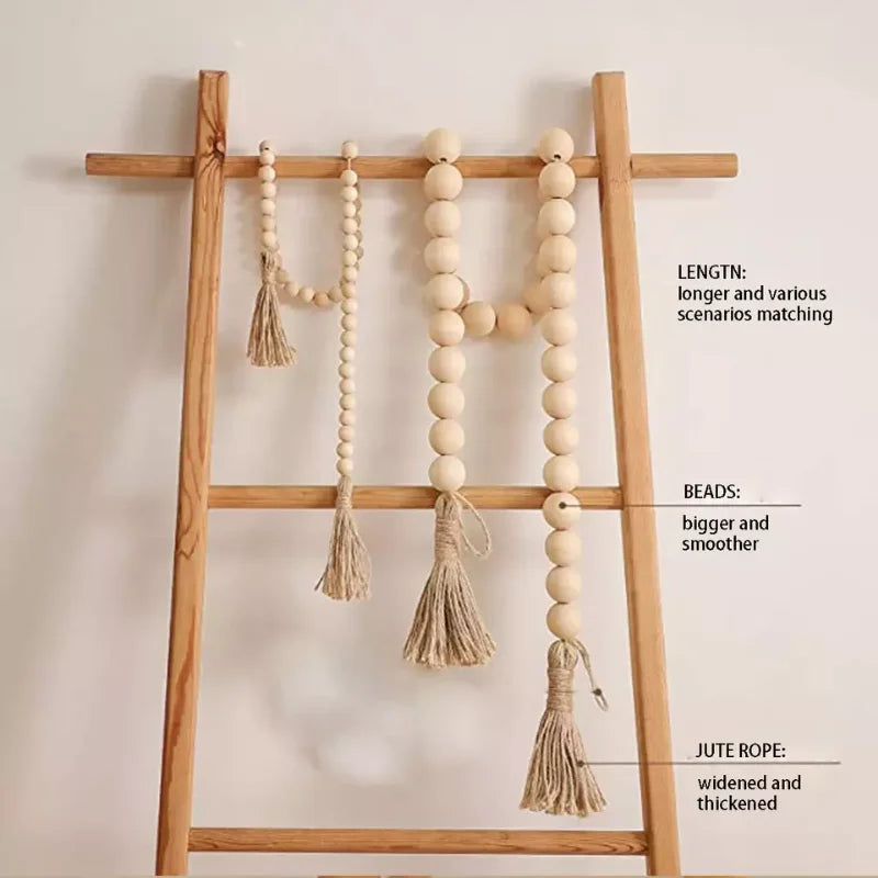 Wood Bead Garland Tassel