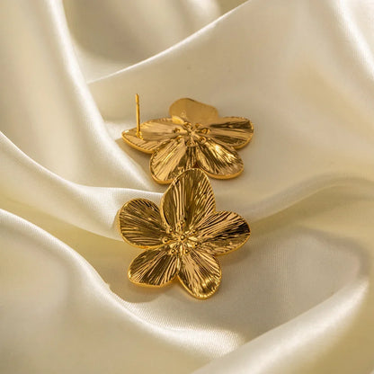 Golden Flower Stud Earrings