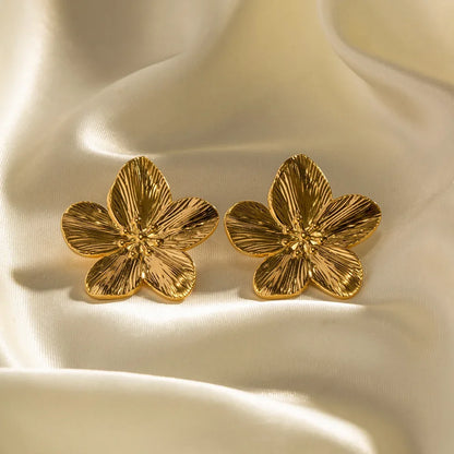 Golden Flower Stud Earrings