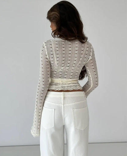 Sheer Wrap Lace Top