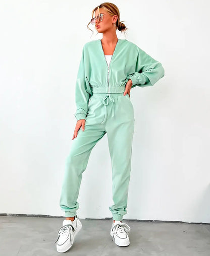 Velour Hoodie Tracksuit Set