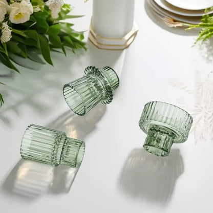 Vintage Glass Candlestick Set