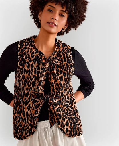 Leopard Print Bow Vest