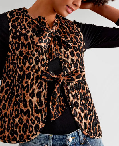 Leopard Print Bow Vest