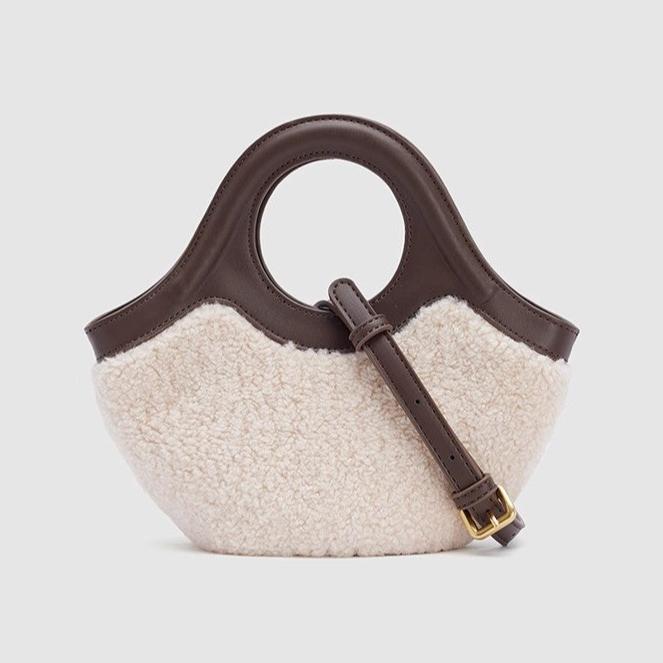 Noir Bouclé Fleece Crossbody Bag