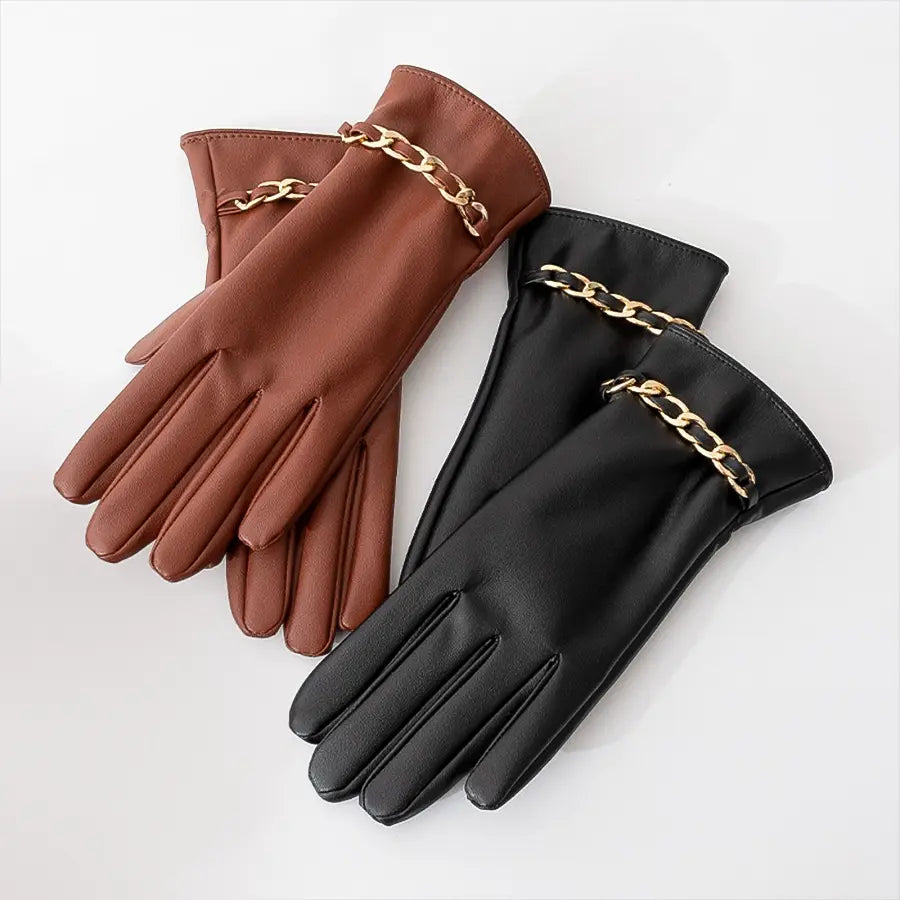 Chic Chain Leather Gloves