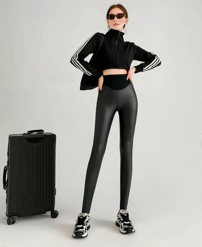 Leather-Look Thermal Pants