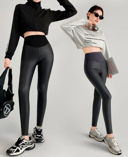 Leather-Look Thermal Pants