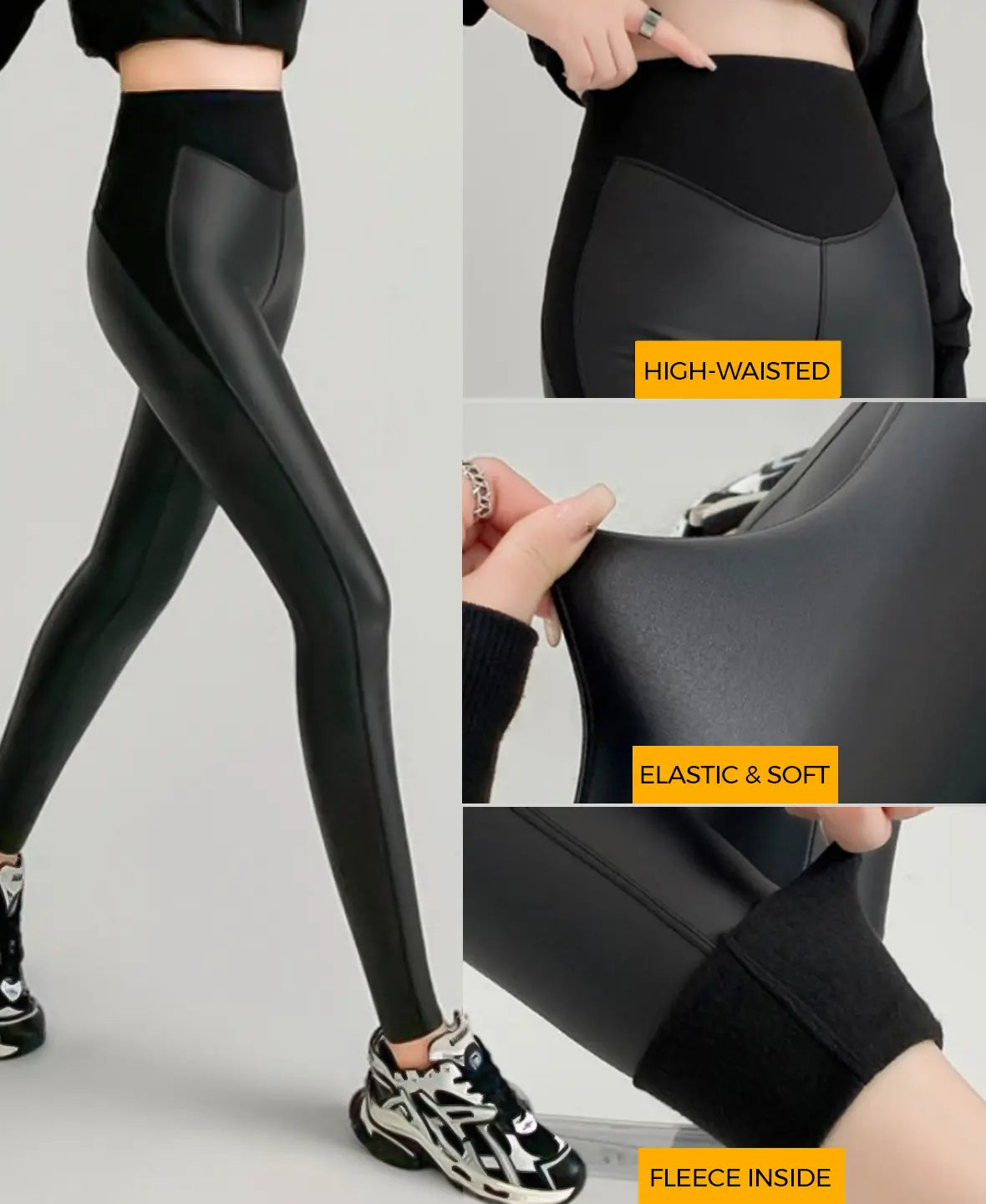 Leather-Look Thermal Pants